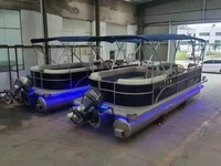 Bateau ponton en alliage d'aluminium soudé, 6-10 personnes, 6,1 mètres, avec plancher de pêche, auvent, échelle, console de conduite sécurisée, pour mer, lac, rivière, type yacht