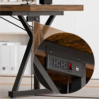 Bureau debout électrique 70,8 pouces en bois rustique, réglable en hauteur avec ports USB, cadre en métal noir pour bureau à domicile