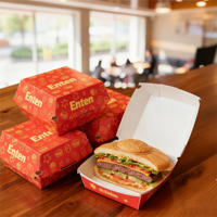 Boîte à hamburger en papier, emballage pour hamburger, boîte à emporter pour nourriture, frites avec hamburger, boîte d'emballage pour hamburger