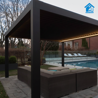 Sweet Home Aluminium Motorisierte Einziehbare LED Bioklimatische Pergola mit Lamellendach - Wasserdicht, Umweltfreundlich, Langlebig, Freistehend
