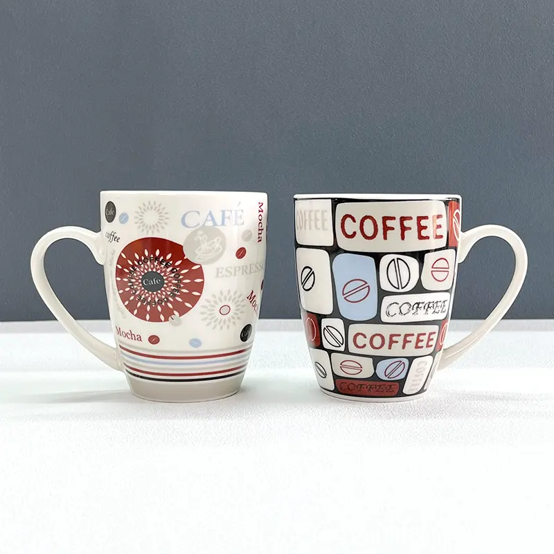 Grosir disesuaikan logo dicetak harga murah kualitas tinggi keramik berwarna-warni cangkir kopi set
