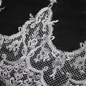Latest Border Lace Embroidery Polyester Fancy Lace Trim Embroidery Sequin Fabric