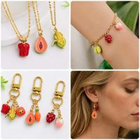 Fruit emaille bedels voor het maken van sieraden, 11 mm, 3D zinklegering DIY hangers, 30 stijlen