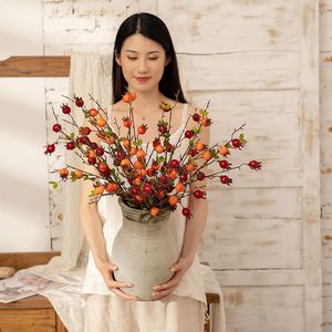 Arrangement de fruits d'aubépine artificiels en vase, couleur orange, en plastique, pour décoration de mariage MW10888 - Product Image 1