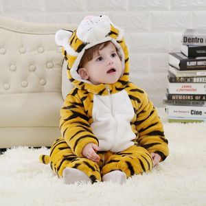 Bebek giysileri ilkbahar ve sonbahar sıcak peluş çift taraflı bebek tulum yenidoğan tulum kapşonlu onesie hayvanlı pijama - Product Image 4