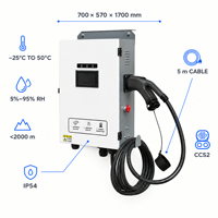 Chargeur mural CCS2 DC 20 kW, chargeur rapide compact, OCPP 1.6J, écran LCD, IP54, station de charge pour bureau, parking, domicile, 200-1000 V
