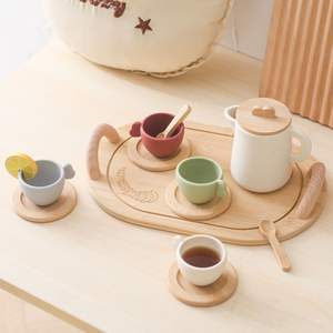 Nordic Style Food Grade Siliconen Hout Leeftijden Doen Alsof Spelen Afternoontea Kind Afternoontea Doen Alsof - Product Image 1
