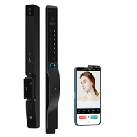 Cerradura de Puerta Inteligente Digital Electrónica Automática, Huella Dactilar, Tarjeta, Reconocimiento Facial 3D, Aleación de Aluminio, Puerta de Madera, Wi-Fi, Aplicación, Datos en la Nube