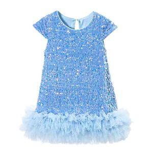 Robe de soirée d'été élégante pour filles Jupe en tulle imprimé floral Paillettes moelleuses pour la tenue de princesse d'anniversaire pour enfants pour bébés - Product Image 6