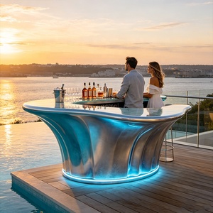 Modern Curved <b>Bar</b> <b>Table</b> Custom <b>Bar</b> Counter Contemporary Cocktail Furniture for Home <b>Bar</b> Hotel Poolside - Product Image 2