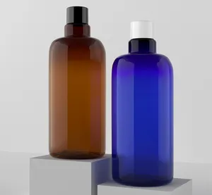 500mlワイドネックヘアオイルとハンドジェルは琥珀色の丸いプラスチックボトルを使用します