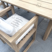 Ensemble de salle à manger moderne en teck de luxe pour jardin et patio, tables et chaises de salle à manger modernes neuves