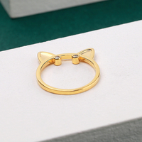 Bague chat plaquée or 18 carats avec zircon, vente en gros, mode, mignonne, tendance pour femmes, dorée, nouveau design 2021, 1 pièce/sac OPP