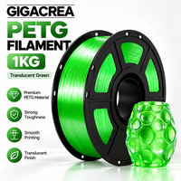 Filamen Printer 3D PETG Hijau Transparan 1.75mm 1KG Grosir OEM Label Pribadi Pasokan Massal untuk Pabrik Cetak