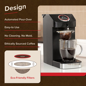 Cafetière à <span class=keywords><strong>filtre</strong></span> individuelle SWIRL, sans dosettes en plastique, circuit de brassage en acier inoxydable, machine à café à versement automatique, utilisation facile - Product Image 4
