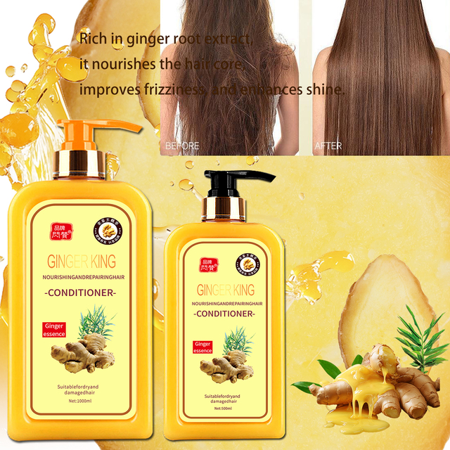 Quality Assurance Ginger Hair Conditioner Cream Moisturizing 2-IN-1 Formula Strengthening Anti-Frizz Treatment for Dry Damaged