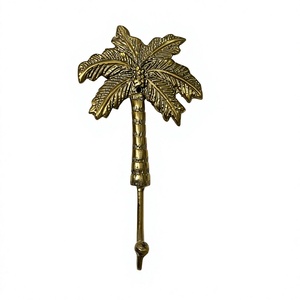 Meilleure vente en Indonésie : Porte-manteau décoratif mural en métal sculpté motif palmier tropical, résistant à la rouille, à un seul niveau - Product Image 1