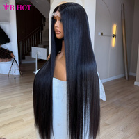 Perruques de cheveux humains vierges bruts Yaki lisses avec cuticules alignées pour femmes noires, perruques frontales en dentelle HD 13x4 13x6 sans colle, prix de gros