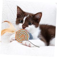 Vente en gros de sept pièces Bâton et cloche pour chat Jouet de dentition en laine de souris avec plumes Boîte-cadeau pour mât pour chat