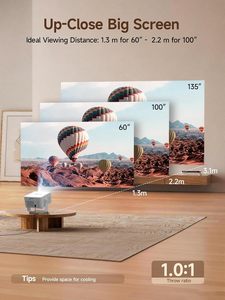 โปรเจคเตอร์อัจฉริยะพกพา ระบบแอนดรอยด์ รองรับ 4K พร้อม Google TV  ลำโพงในตัว ระบบปรับภาพอัตโนมัติ ฉายภาพยนตร์ วิดีโอ โฮมเธียเตอร์ เชื่อมต่อ WIFI - Product Image 3