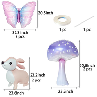 Ballons en aluminium en gros, 7 modèles : Champignons, Papillon, Lapin, Fée, Plantes forestières, pour décoration d'anniversaire et fournitures de fête sur le thème des contes de fées