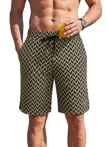 Shorts de Playa para Hombre, Jacquard, Cintura Elástica, Transpirables, de Secado Rápido, Corte Holgado, para Vacaciones y Natación - Product Image 3