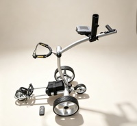 Chariot de golf pliable à 4 roues électrique et télécommandé avec double moteur silencieux pour les terrains de golf en pente en extérieur