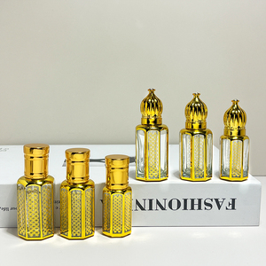 Commercio all'ingrosso vuoto fantasia 3ML 6ML 12ML oro Attar Arabian Oud ottagonale cristallo di vetro rotolo di profumo su bottiglie di olio di bottiglia <span class=keywords><strong>con</strong></span> <span class=keywords><strong>bastoncini</strong></span> - Product Image 5