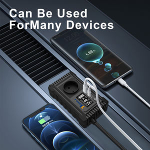 Prises européennes UE Ports Usb <span class=keywords><strong>12V</strong></span> <span class=keywords><strong>220V</strong></span> <span class=keywords><strong>Convertisseur</strong></span> de puissance GaN PD Chargeur rapide Onduleur de voiture à onde sinusoïdale pure <span class=keywords><strong>150W</strong></span> - Product Image 4