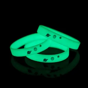 Personalized Elastic Sports Silicone Band Wristband Rubber Silicon Luminous Bracelet With Logo Customized Glow In Dark Wristband