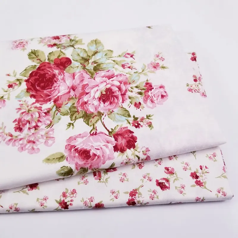 Patrón personalizado Floral tela de sarga de algodón 100% para almohada Material de la hoja