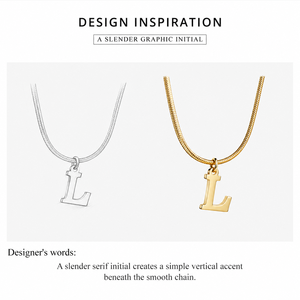 Collier avec pendentif lettre L plaqué or, chaîne serpent, bijoux minimalistes unisexes, à porter au quotidien - Product Image 3
