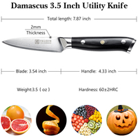 Couteau d'office 3.5 pouces lance damas en acier inoxydable éplucheur G10 poignée couteau de cuisine pour fruits couteau d'office japonais à haute teneur en carbone