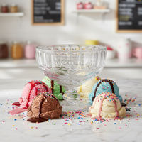 Verre à glace vintage gaufré de 250 ml, motif à pois festonné orné, en verre sodocalcique en forme d'entonnoir, alimentaire, style bohème