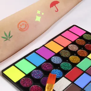 42 colori multi-colori acquerello e colore fluorescente viso e corpo glitter per body painting art