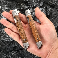 Couteau de poche tactique pliable à manche en bois haute dureté, très vendu, pour la survie en camping en plein air