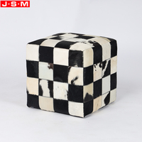 Tabouret en tissu mousse souple noir et blanc Tabouret pouf de loisirs unique pour salon chambre