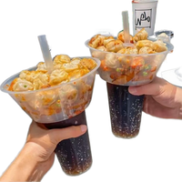 Lot de 40 gobelets à collation transparents en PP à paroi simple de 700 ml, gobelets à boisson en plastique à paroi épaisse moulés par injection de 500 ml, personnalisables avec logo pour la vente à emporter