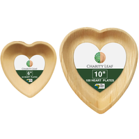 Lot Saint-Valentin - Assiettes en feuilles de palmier naturelles en forme de cœur (6 et 10 pièces), fabriquées à la main en Inde rurale, 100 % compostables, sans ablation d'arbres
