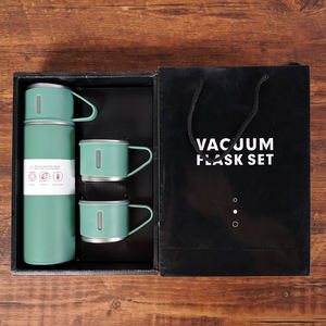 Flacon à vide de 500ml avec tasses assorties <span class=keywords><strong>Gourde</strong></span> d'eau Ensemble de verres portables en acier inoxydable - Product Image 5