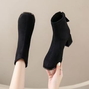 Fashion Women's Classic Formal Ankle Booties Chunky Square Heel Waterproof Anti-Slippery Arch Support PU Leather Outdoor <b>Boots</b> - Product Image 3