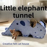 Lit et tunnel pour chat en feutre en forme d'éléphant, tout-en-un, connectable, pliable, durable, respirant, pour chats, toutes saisons