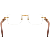 Gafas de Madera Sin Montura Borregls para Hombre, Monturas de Gafas Cuadradas Sin Marco de Diseñador, Gafas Ópticas de Lujo para Mujer 50251