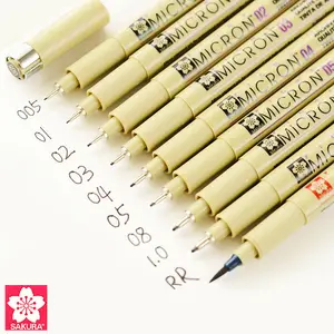 Venda quente preto Sakura cor profissional micro caneta desenho agulha caneta 10 diferentes tipos de marcadores de ponta para esboçar
