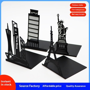 Sujetalibros de Metal para escritorio arquitectónico creativo, par de adornos gruesos antideslizantes negros huecos, libro decorativo al por mayor de fábrica - Product Image 3