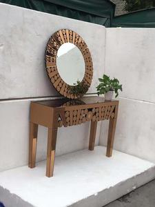 Modern Silver Glass Home Decor <strong>Mirror</strong> Furniture Mirrored Diamond Crushed Console Table with <strong>Wall</strong> <strong>Mirror</strong> <strong>Set</strong> - Product Image 3