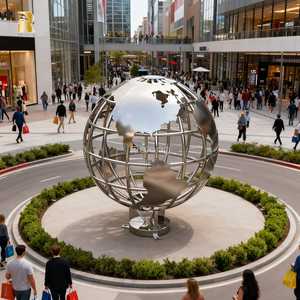 RELONG モダン 抽象 ステンレススチール製 世界地図 地球儀彫刻 都市屋外広場 ラウンドアバウト装飾用 - Product Image 3