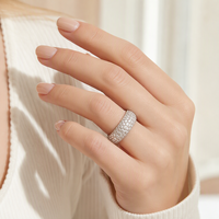 Bague en argent 925 avec moissanite, taille brillant rond, sertie à griffes, micro-incrustation, unisexe, bijoux de mariage et de fiançailles