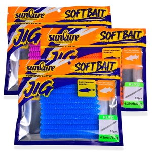 Vente en gros <span class=keywords><strong>de</strong></span> leurres souples <span class=keywords><strong>de</strong></span> surface pour la pêche, 109 mm, 5,2 g, en PVC, ver réaliste, 6 couleurs, design segmenté, eau douce et eau salée - Product Image 6