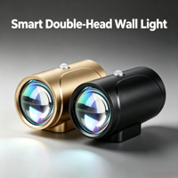 Lampu Dinding LED Magnetik Tanpa Kabel Dua Kepala 360 Dapat Disesuaikan Kontrol Saklar RGB Dapat Diredupkan untuk Kamar Mandi